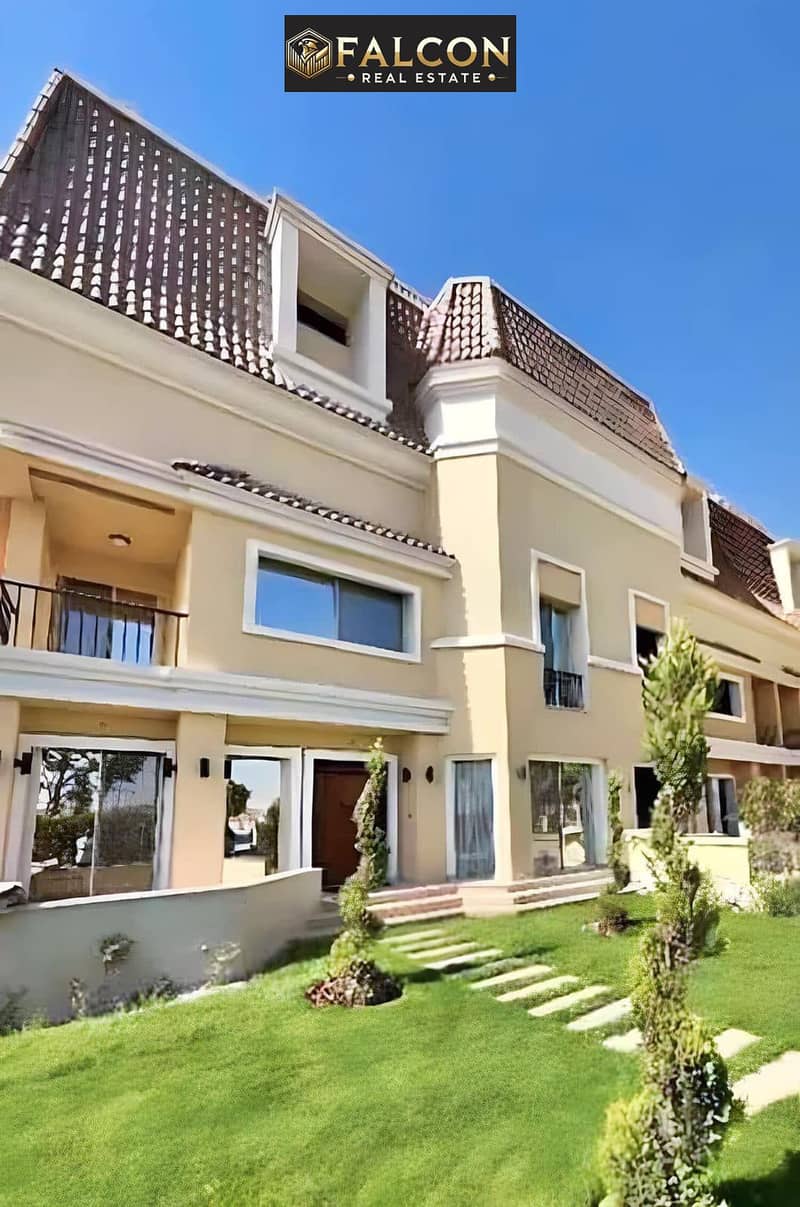 Villa for sale (240 m + 6 rooms) garden + roof in Sarai Compound, Mostakbal City - Sarai Compound, directly next to Madinaty, minutes from Mivida - Fler