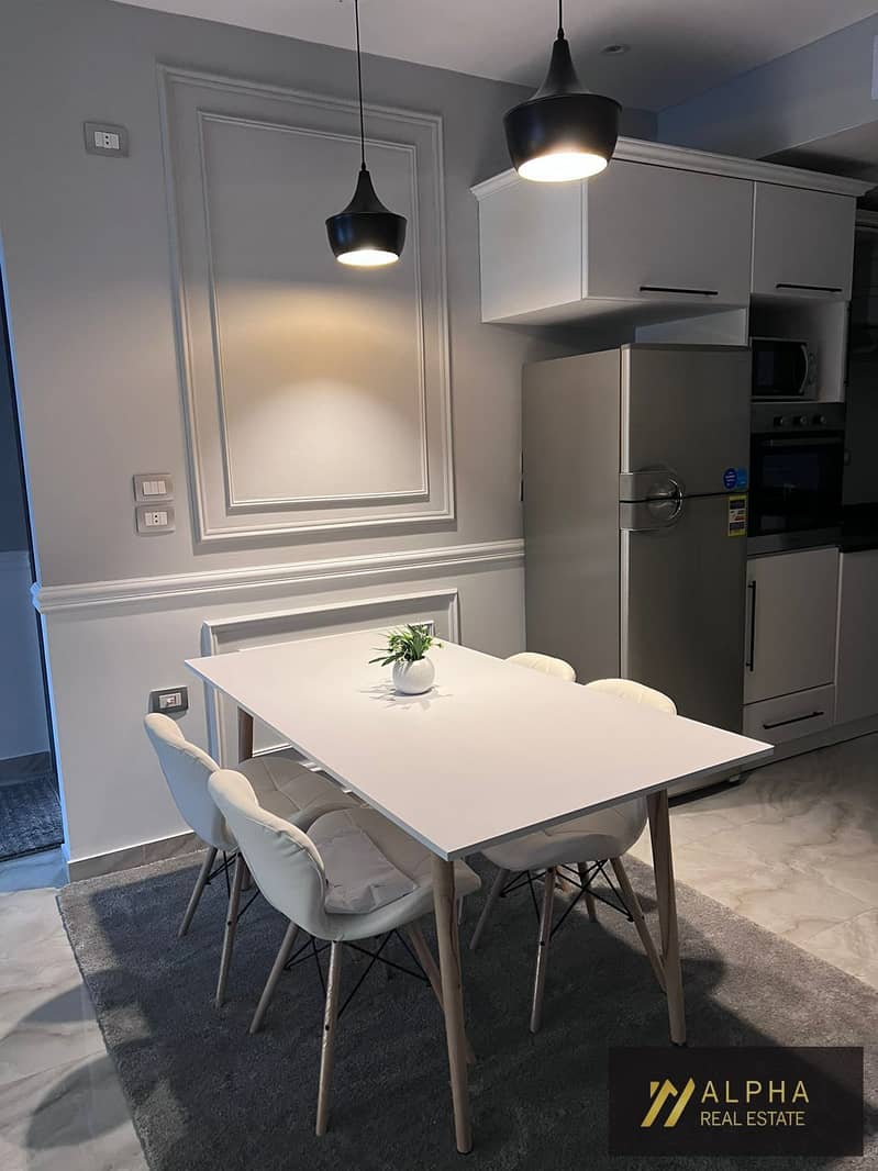 Fully furnished apartment for rent in Lake View Residence New Cairo 144 sqm 2 bedrooms 3 bathrooms lake view parking slot storage room modern furnitur – pohled 5