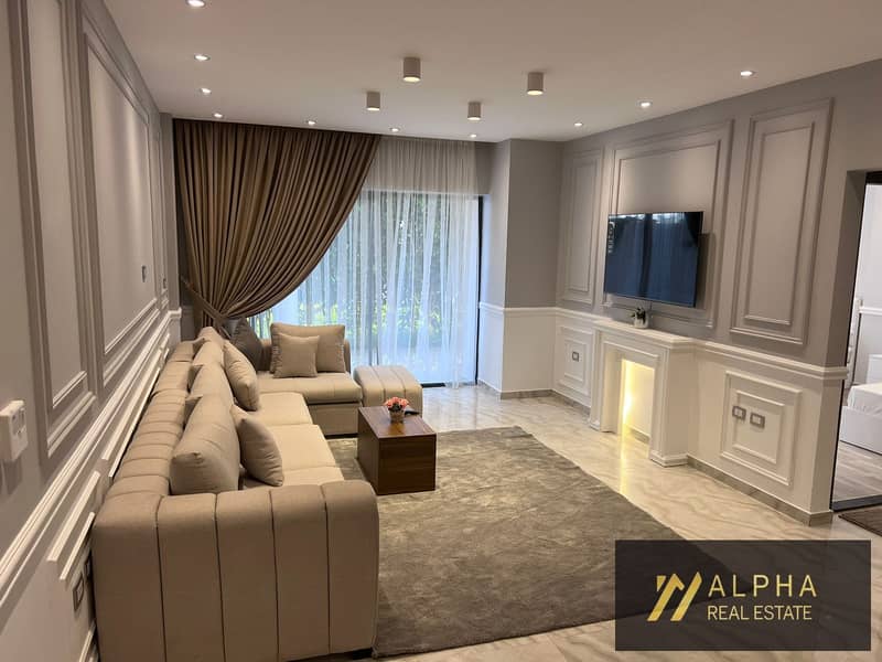Fully furnished apartment for rent in Lake View Residence New Cairo 144 sqm 2 bedrooms 3 bathrooms lake view parking slot storage room modern furnitur – další