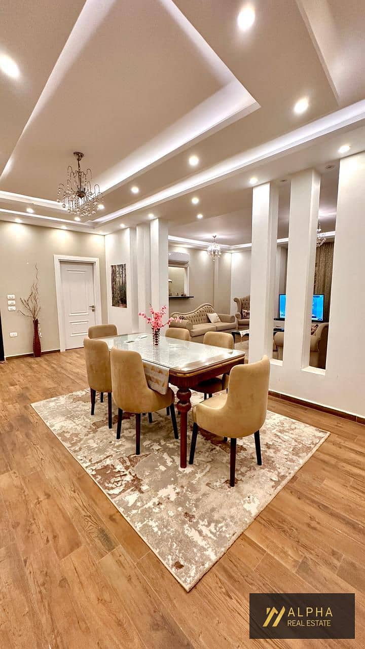 Fully furnished apartment for rent in Yasmeen 7 New Cairo 230 sqm super lux 3 bedrooms master 3 bathrooms fully equipped kitchen elevator dual view pr – pohled 3
