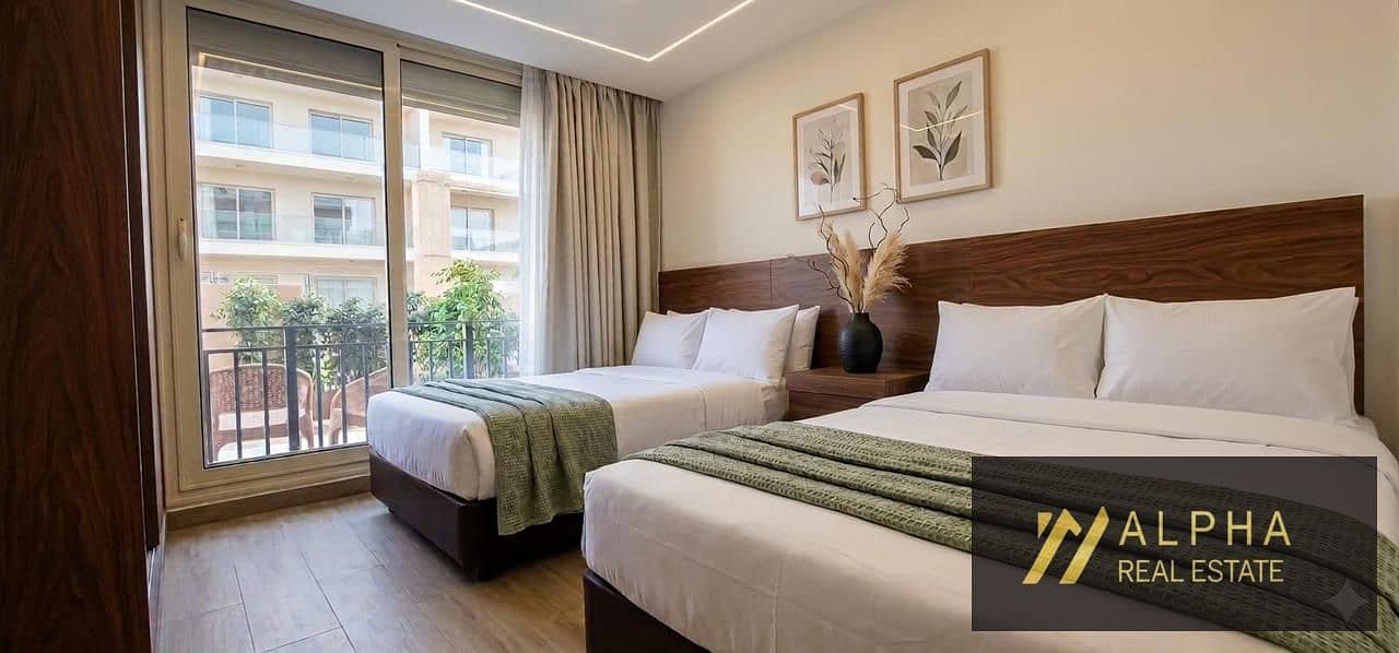 Hotel Apartment for Rent in Lake Park – Taj City | Ground Floor with Garden & Pergola | 2 Bedrooms | First Use | Open Kitchen - Widok 3