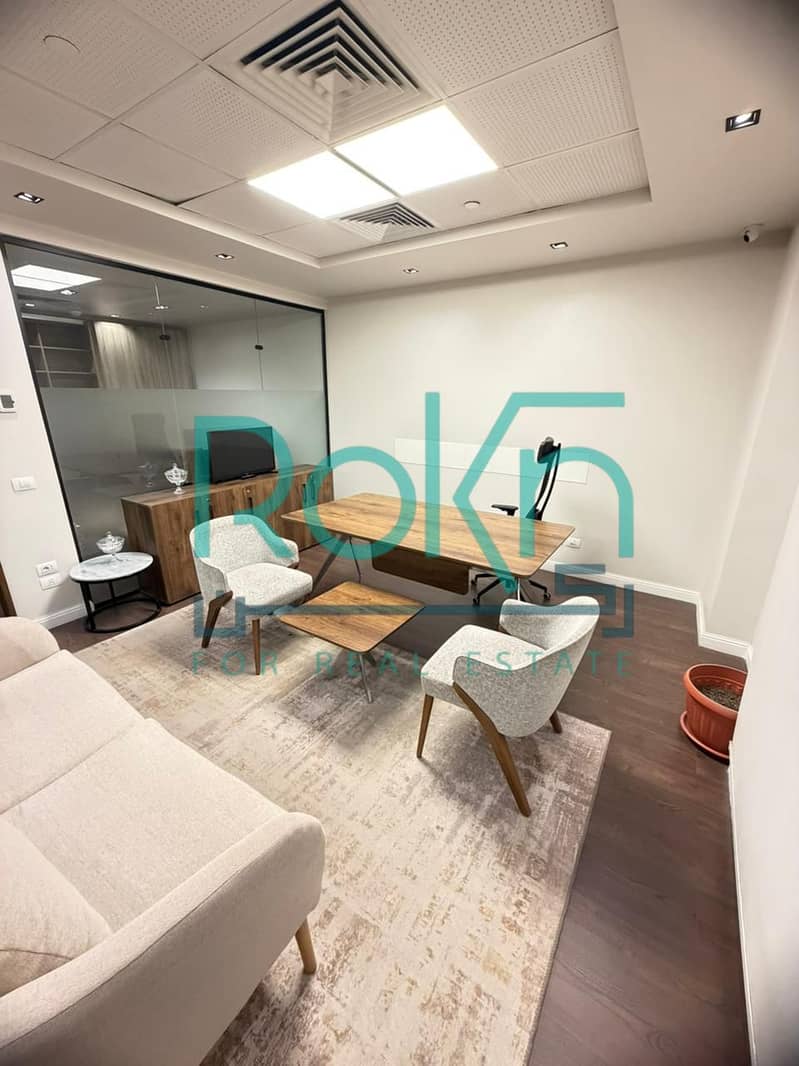 Office for rent, finished, furnished, modern, view of the plaza, Arkan Plaza, Al-Bustan Street - Central Axis - Ansicht 2