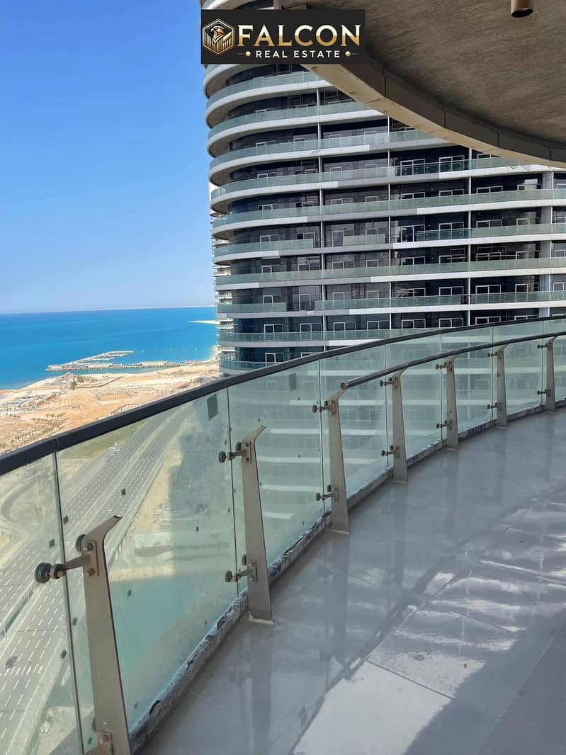 1st-row sea Triple View Finished+ACs ROI $$ FULL SEA VIEW Apartment for sale with VIP service in El Alamein Towers North Coast - Widok 6