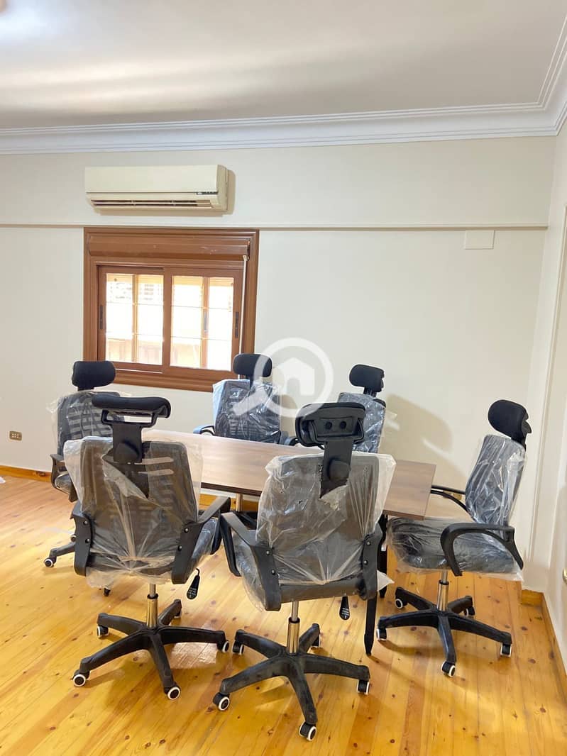 Furnished office for rent in Maadi, Nasr Street, 3 air-conditioned rooms - Mehr