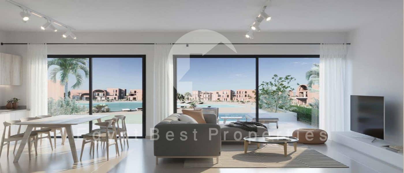 EARLY DELIVERY APARTMENT 2 BEDROOMS FOR SALE IN GOUNA RED SEA DIRECT SANDY POOL FULLY FINISHED BY ORASCOME PRICE WITH INSTALMET UP 5 YEARS - Widok 2