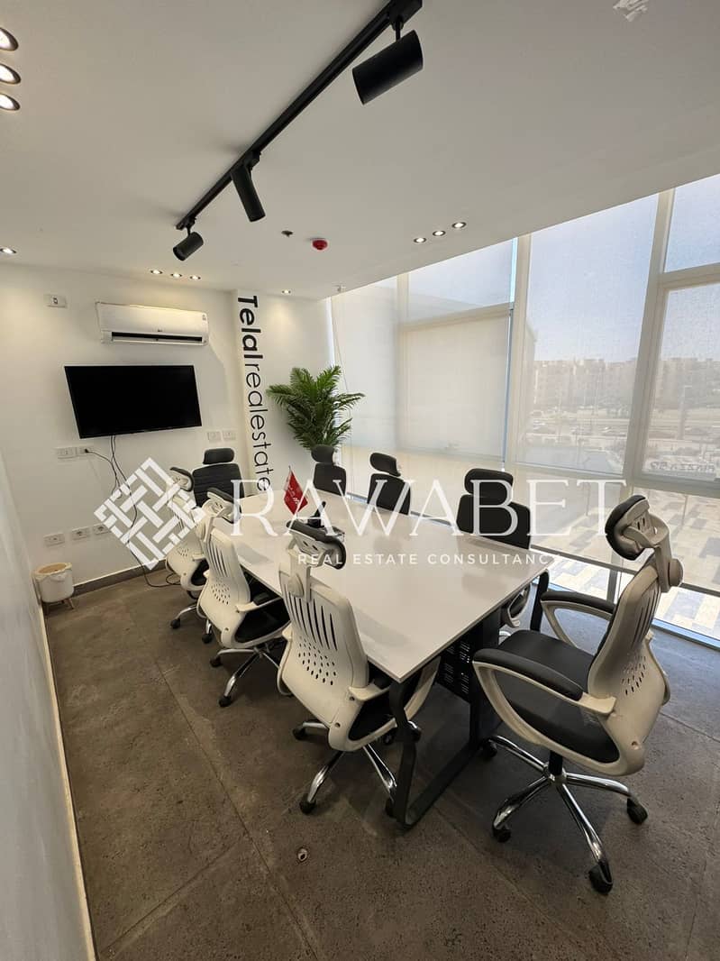 110 sqm office for rent in Piazza 59 Mall, Sheikh Zayed. Ultra Super Lux finishing with ACs, front-facing, 4 offices, meeting room, reception, pantry - Widok 6