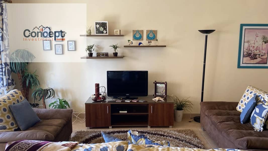 Fully Furnished Chalet for Sale in Mina 4 North Coast | 154 SQM | Sea View & Aqua View | 3 Bedrooms | Large Terrace | Ready to Move - Mehr