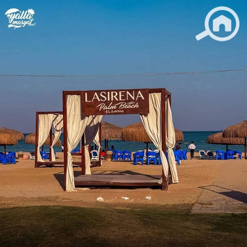 First row beach chalet for sale, Ready To Move, 3rooms, super lux finishing, in Ain Sokhna, Lasrina Village, Palm Beach – pohled 2