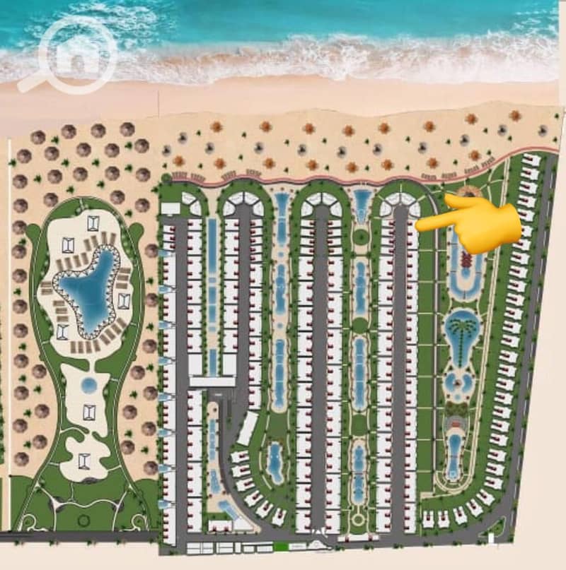 First row beach chalet for sale, Ready To Move, 3rooms, super lux finishing, in Ain Sokhna, Lasrina Village, Palm Beach – pohled 3