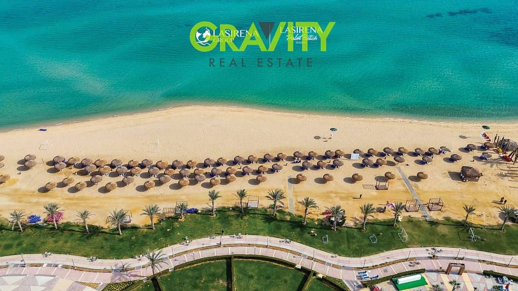 Take advantage of this opportunity: a fully furnished 90-square-meter chalet with a panoramic sea view for sale in the prestigious Palm Beach Resort i - Mehr