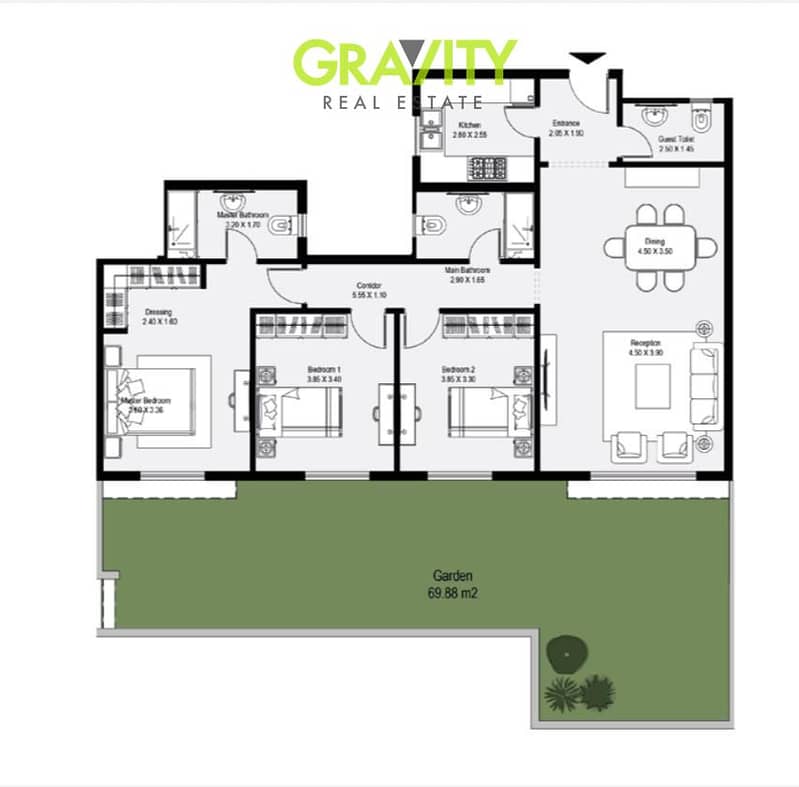 Own a 3-bedroom garden apartment in Azalea October, immediate delivery. 10% down payment and installments over 5 years. Prime location on Boulevard - Vista 2