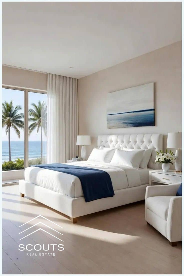 Immediate delivery of a fully finished, ultra-super-luxurious beachfront apartment for sale in New Alamein, North Coast, near Marina 8. - Więcej