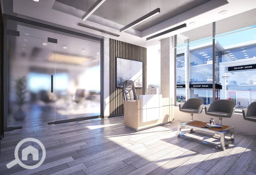 For rent in Trivium Mall, Zayed View, overlooking the plaza: a clinic, medical center, or laboratory with an area of 72 square meters, fully finishe - Więcej