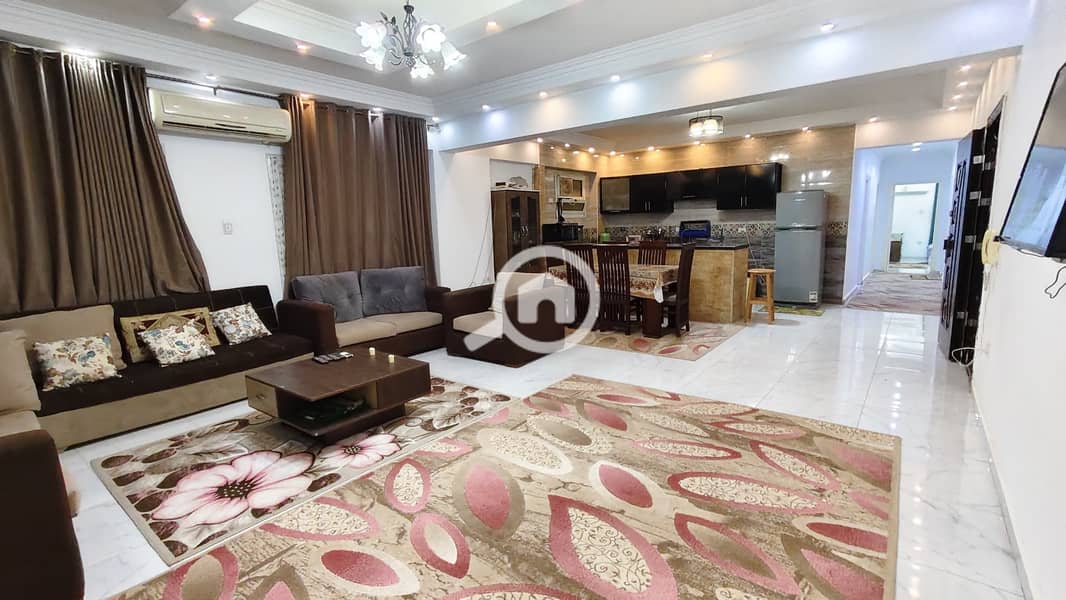 Furnished apartment for rent in the eighth district, ground floor, fully air-conditioned, 3 bedrooms, 2 bathrooms, kitchen, and a two-piece reception next to Spain Plaza mall. - Ansicht 2