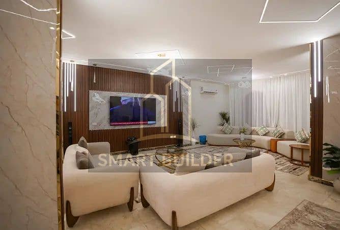 Furnished villa for rent in Sun Rise compound, New Cairo, ultra super lux finishing, hotel furnishings, very distinguished location, swimming pool, family desired. - Więcej