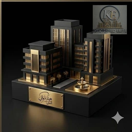 Commercial land in 6th of October, 8,238 sqm, Monorail axis, 160m frontage, 26.5% paid, +20,000 EGP/sqm premium, strong investment. - Mehr