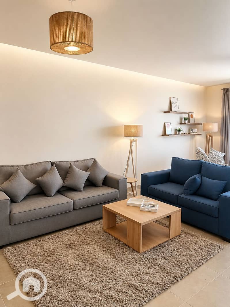 Luxury Furnished Apartment with Direct Pyramids View for Annual Rent in Pyramids Heights Compound with open view terrace - Veel