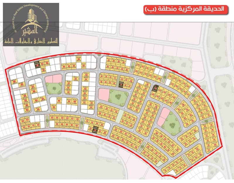 A plot of land in the بيت الوطن neighborhood with a central garden, corner B. – pohled 2