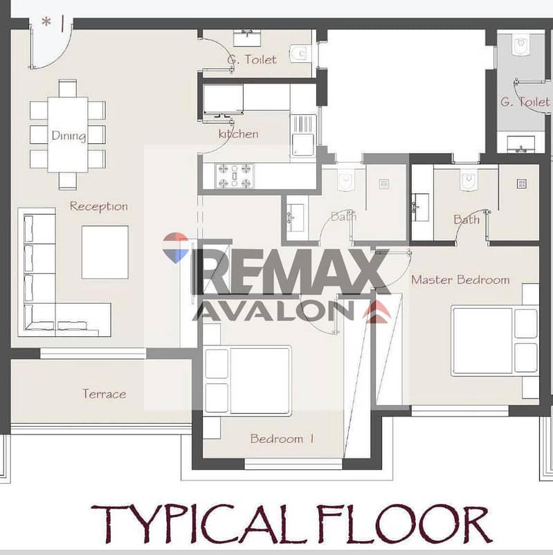 2Bedroom Apartment with Direct Green Spine View & Full Open View over the Compound – North-West Facing - Ansicht 6
