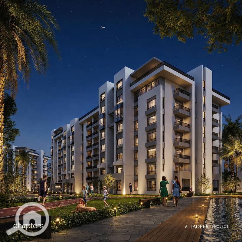 With a down payment of 300,000, own your unit in the heart of the r8 compound, Chapters, with the presence of Indigo hotel, which means the value of your unit increases every day. An apartment with two rooms, 102 square meters, with a view of water feature and landscape. – pohled 6