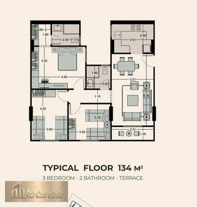 فلیٹ 3 غرف نوم للبيع في زهراء المعادى، القاهرة - floor_plan_main. jpg