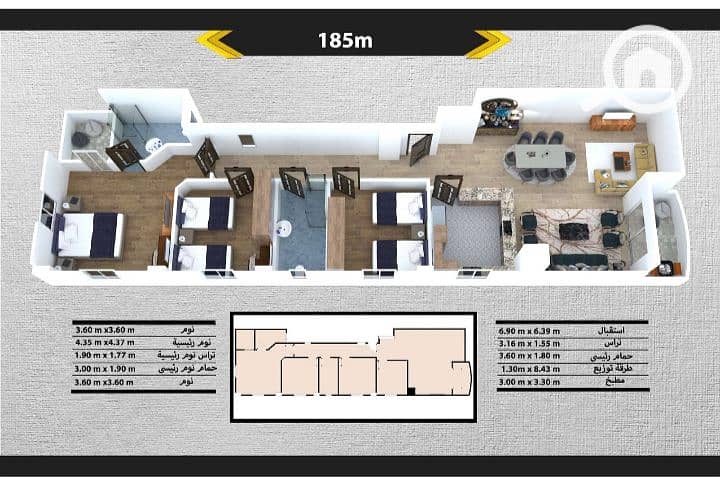 140 sqm Apartment + 45 sqm Terrace | Garden View | Immediate Delivery – pohled 3