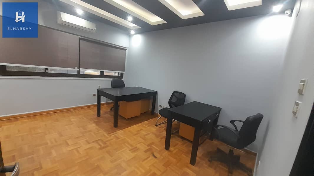 With an administrative license, 250 sq m office in Mohandessin with a view of Arab League Street, 6 rooms (administrative tower), office for rent. - Daha fazla
