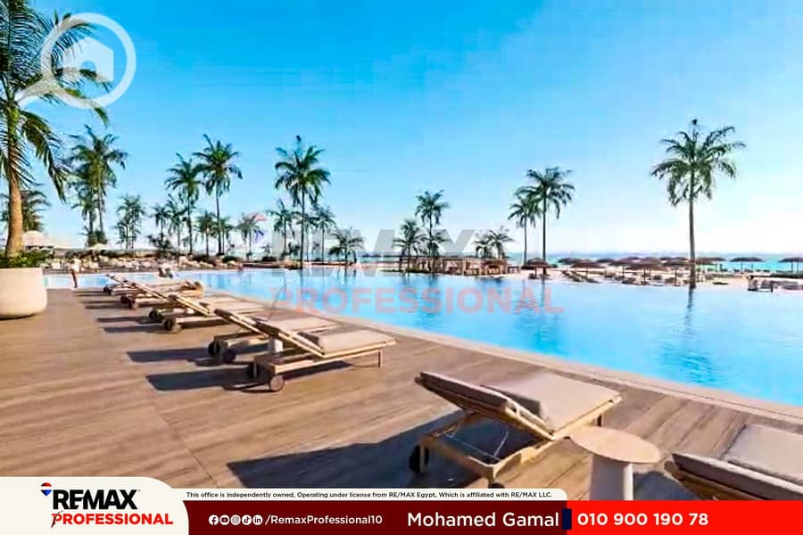 Open sea and pool view chalet for sale at Q Bay - North Coast - Mehr