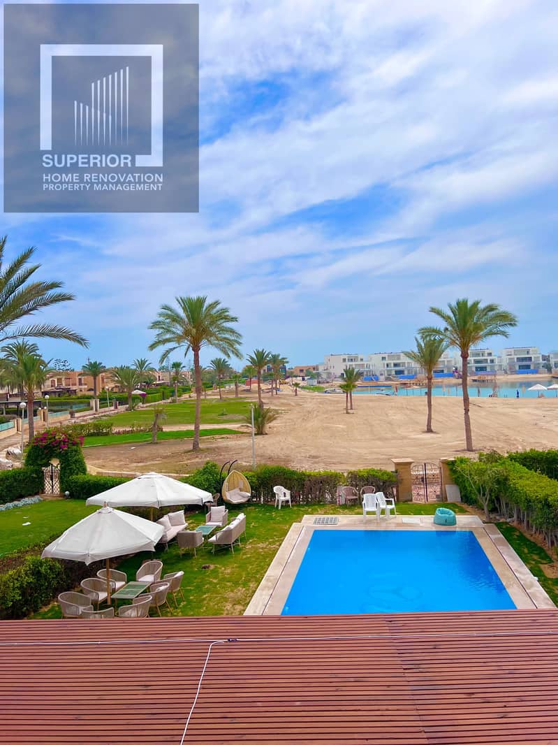 Villa for Rent in Marina 5 North Coast | First Row on Sandy Lake | Private Beach | Private Swimming Pool – pohled 3