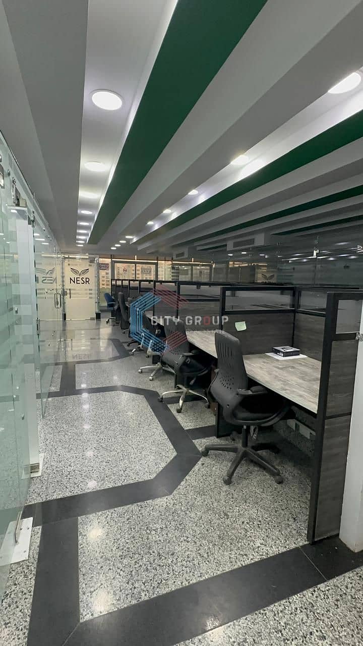 Furnished office for rent in a prime location on the Maadi Ring Road, 500 square meters. - Vista 4