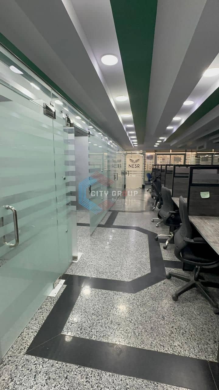 Furnished office for rent in a prime location on the Maadi Ring Road, 500 square meters. - Vista 5