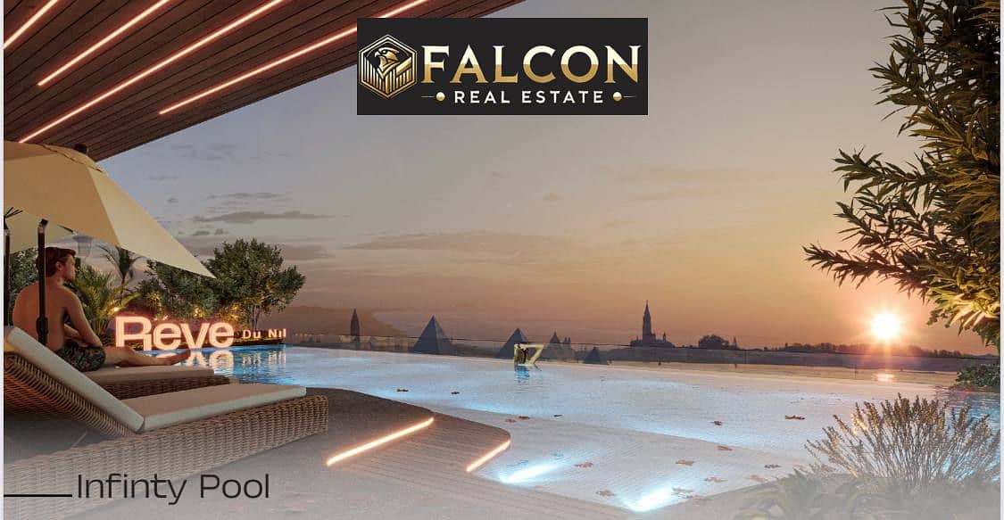 Imaginary view of Nile - ROI 2,3 M - Furnished Hotel suite + ACs - in Reve du Nil Tower prime location on Maadi Corniche next to Hilton - Widok 5