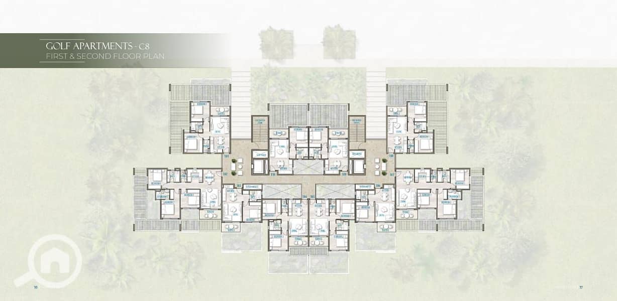 Chalet for sale, 65m area, South Med, Talaat Mostafa, top distinction, view of the golf and villas, and on the swimming pools, first building for services. – pohled 3