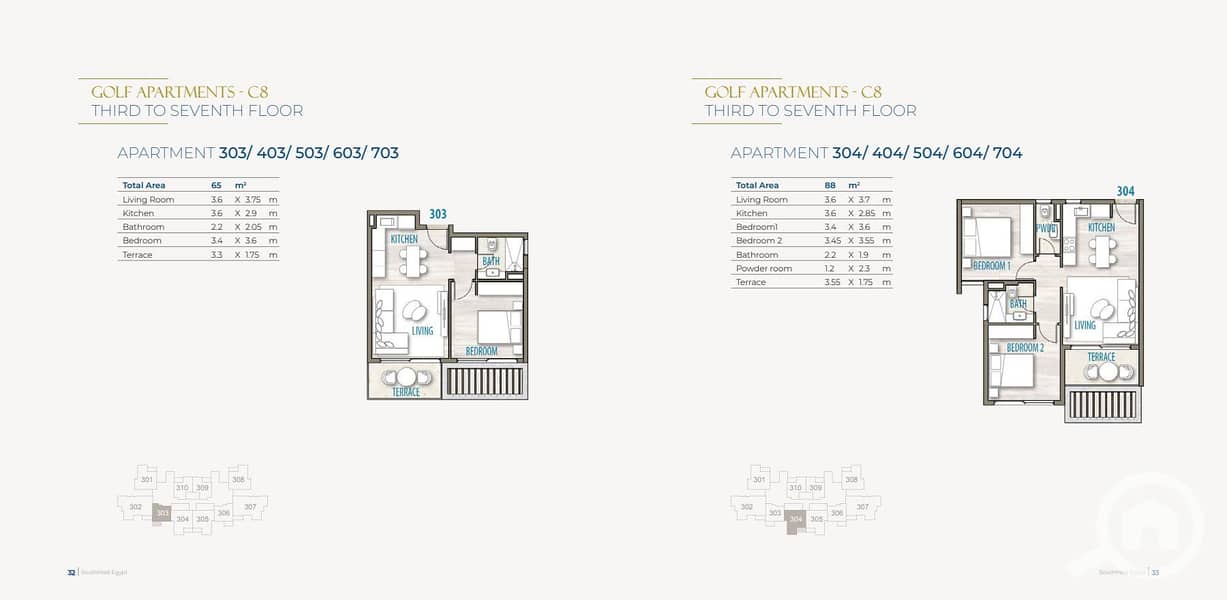 Chalet for sale, 65m area, South Med, Talaat Mostafa, top distinction, view of the golf and villas, and on the swimming pools, first building for services. – pohled 4