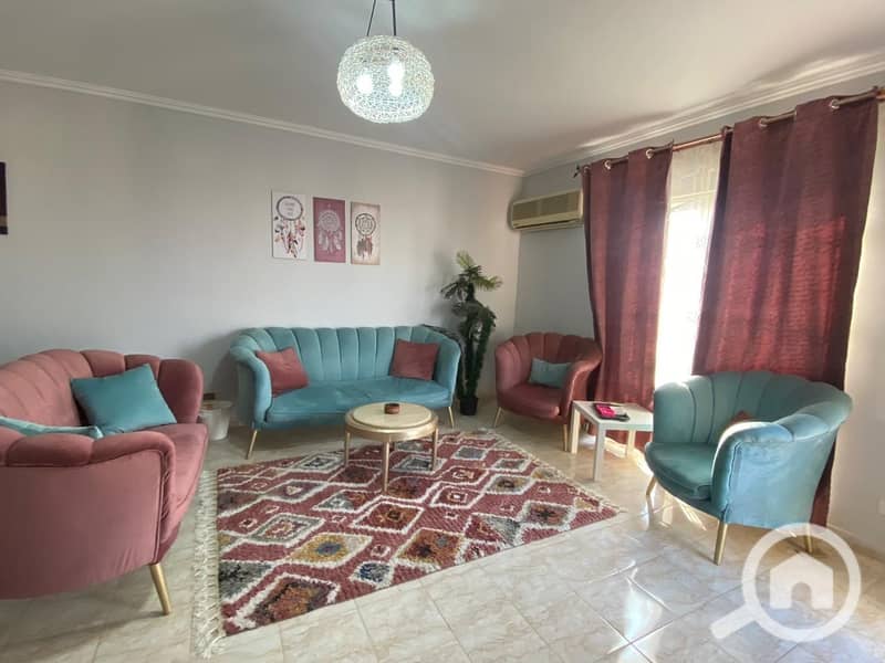 in Al-REhab Furnished apartment for rent with garden view first residence fully ACs gas available the area is 99M layout includes 2bedrooms and a bath - Widok 2