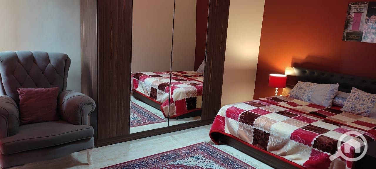 in Al-REhab Furnished apartment for rent with garden view first residence fully ACs gas available the area is 99M layout includes 2bedrooms and a bath - Więcej