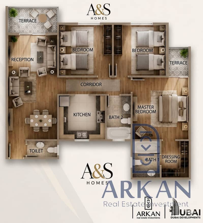 Apartment of 190 sqm for sale in the heart of Zewail Street – October Gardens inside Address Home 2 Compound where luxury and comfort come with simple details. - Ansicht 2