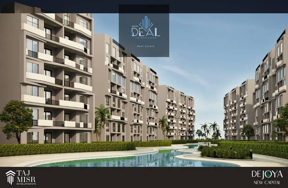 Corner apartment for sale with an open view overlooking landscape and pool, located near the New Capital Airport and the Green River in the R8 distric - Widok 6