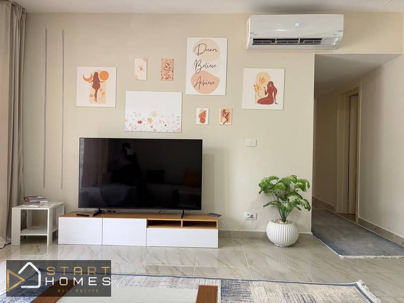 Furnished 100 m² two-bedroom apartment for rent in Madinaty (B15), featuring custom finishes and a fully equipped kitchen. - Widok 5
