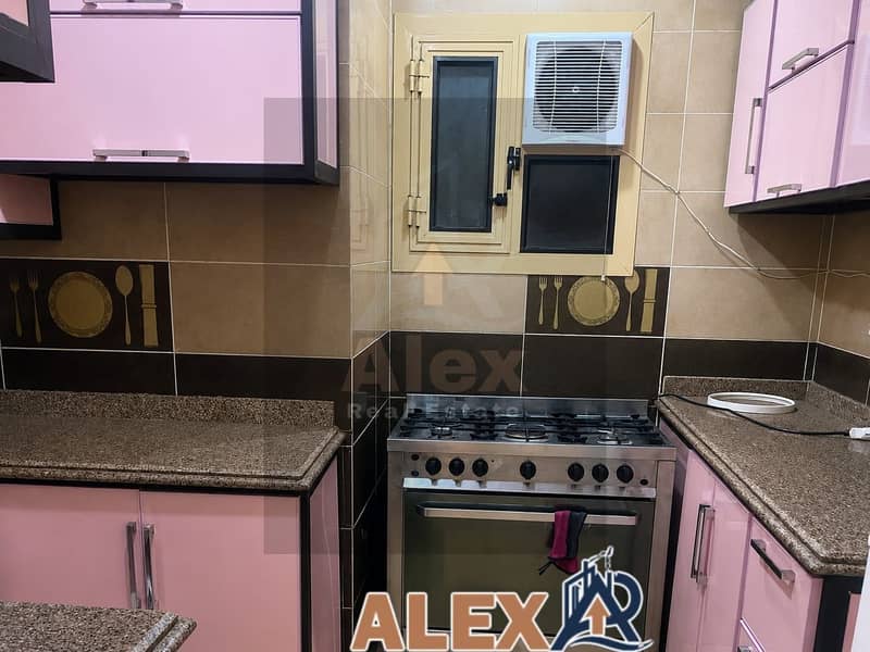 Furnished apartment for rent in Zizinia, steps from Abu Qir, air conditioning - Fler