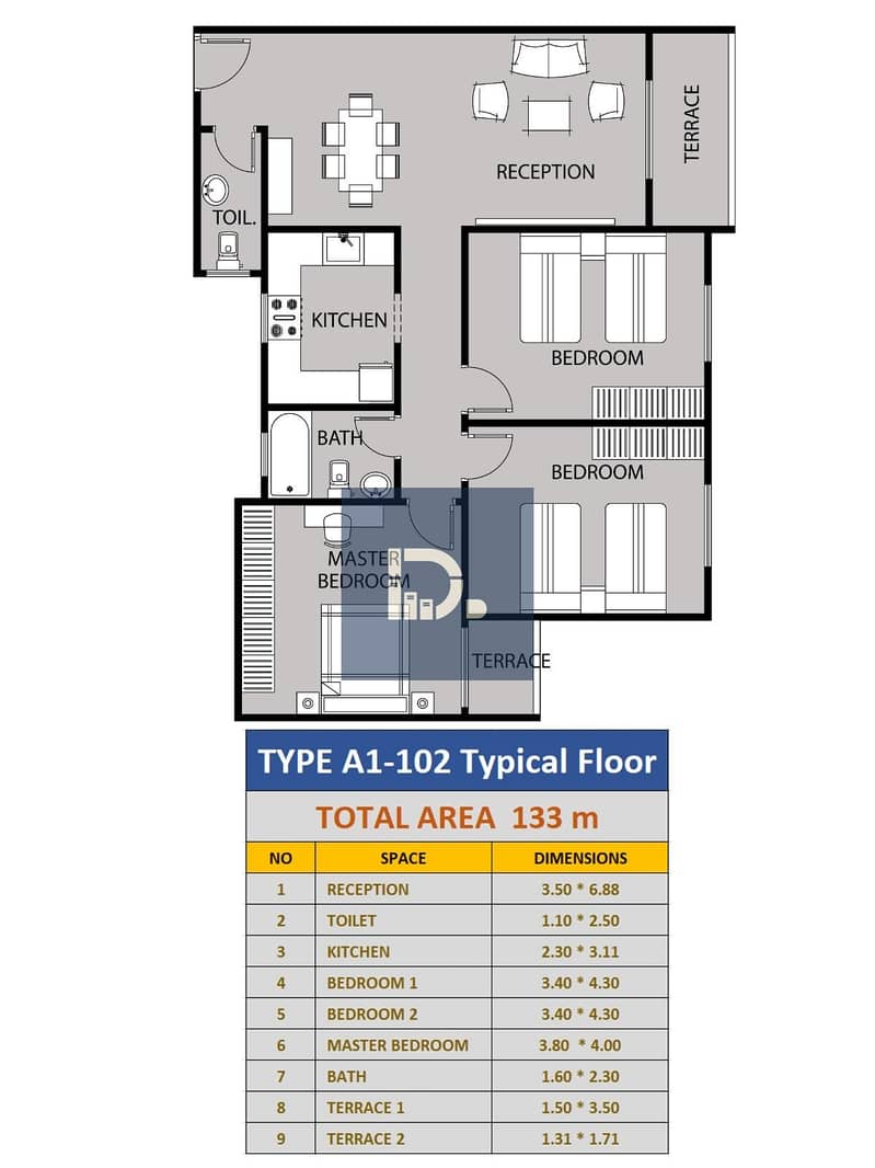 Address Home One Own your 133 m² apartment with an elegant design, 3 rooms + Master Bedroom, with a 30% down payment and 8 years installment plan starting from 19,950 EGP. – pohled 3