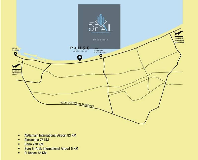 Chalet for Sale with a Direct Sea View, Located Near El Alamein on the North Coast, Directly on the International Coastal Road. - Fler
