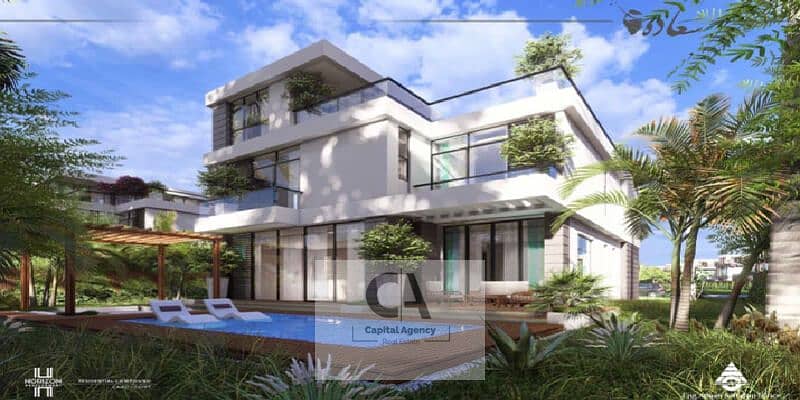 Townhouse for sale in Saada, Fifth Settlement, featuring a prime layout and a view of the landscape; a villa for sale in the heart of New Cairo | Saad - Mehr