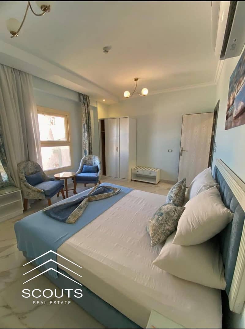 Chalet for sale, immediate occupancy, stunning sea view, ultra-super-lux finished, in the most prestigious village in Ain Sokhna, next to Porto Sokhna - Mehr