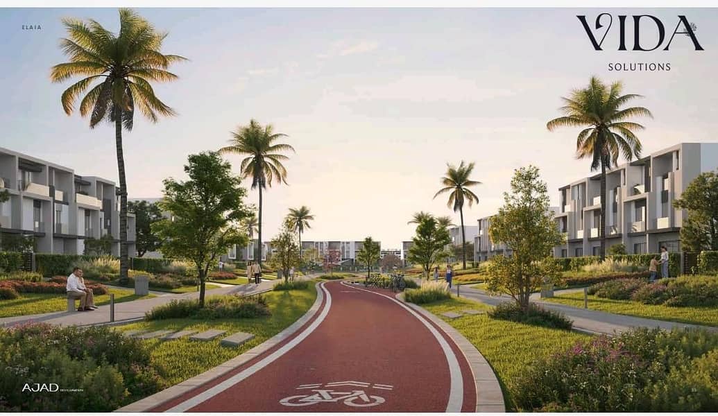Apartment for sale, 80 sqm, on Suez Road in Elaia Compound, with a 5% down payment and installments for up to 12 years. - Mehr