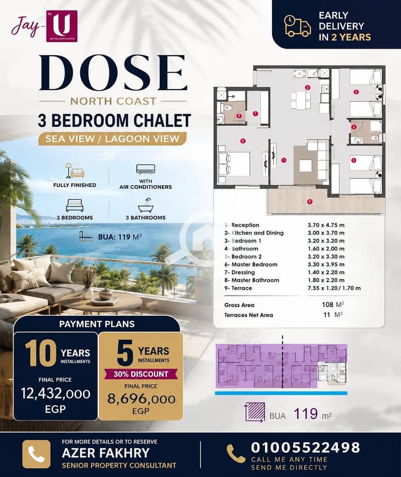 **D. O. S. E North Coast – Town House** **Town House** **3 Bedrooms** Fully Finished + Air Conditioning KM 174 – North Coast Dire - Widok 6