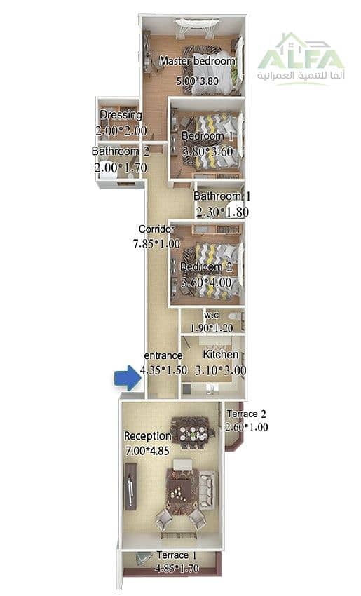 Apartment for sale with immediate delivery in Maadi Compound, sharing a wall with Mountain View Al-Andalus – pohled 3