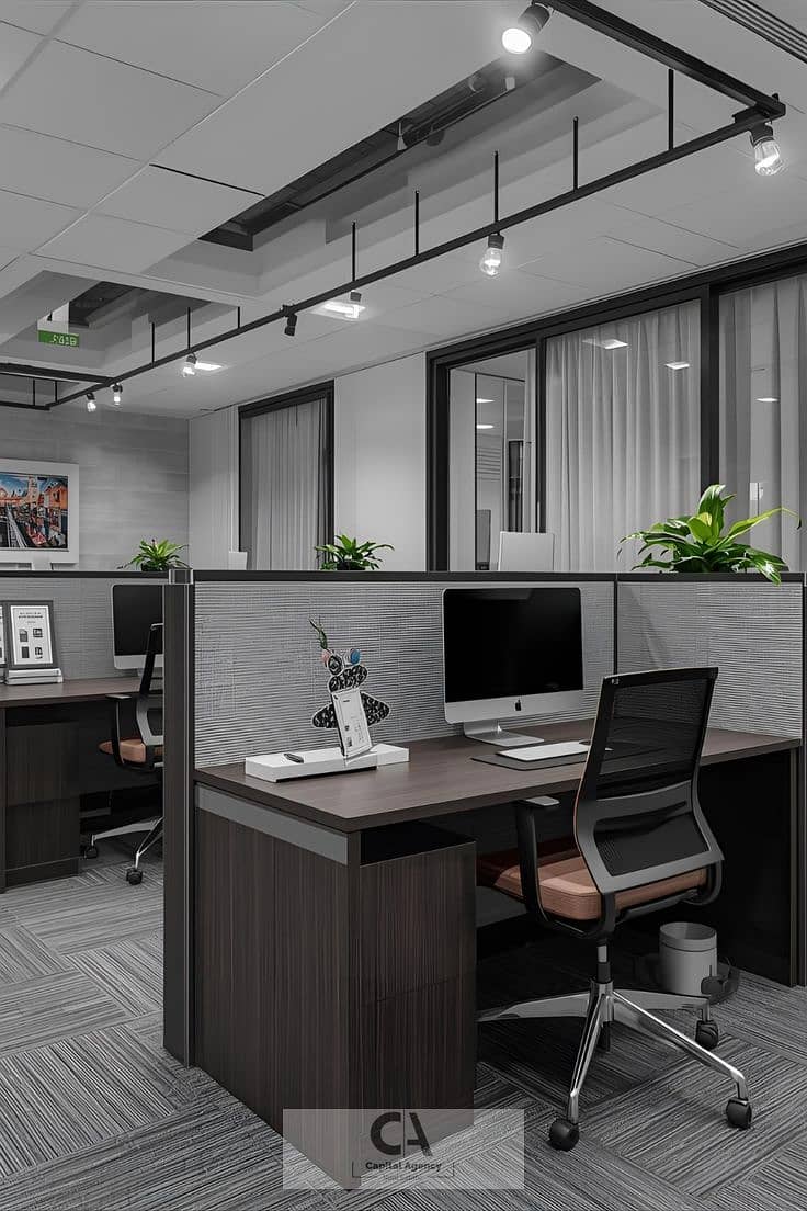 Administrative office for rent, 135 sq m, in EDNC, near the American University - finished with air conditioning - Fifth Settlement - Vista 3
