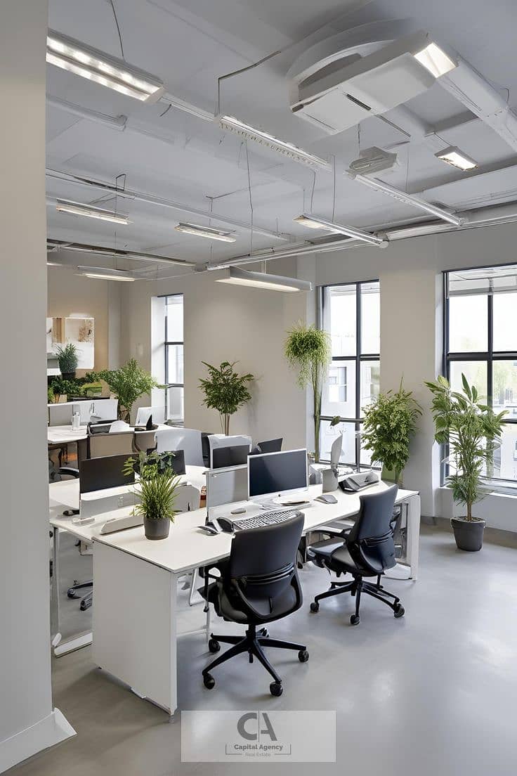 Administrative office for rent, 135 sq m, in EDNC, near the American University - finished with air conditioning - Fifth Settlement - Vista 4