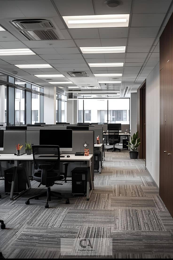 Administrative office for rent, 135 sq m, in EDNC, near the American University - finished with air conditioning - Fifth Settlement - Vista 5